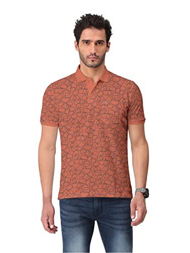 Image of BULLMER Beige Trendy Printed Half Sleeve Polo T-shirt for Mens