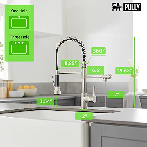 Fapully Kitchen Faucet With Pull Down Sprayer,Commercial Kitchen Sink Faucet With 3 In 1 Drinking Faucet Water Filter Or Cold Pot Filler For Kitchen Sink In Brushed Nickel #TOP6