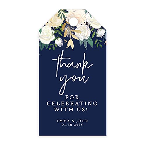 Andaz Press Navy Blue Florals Tags