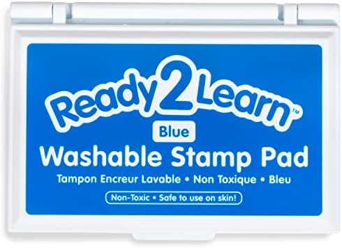 READY 2 LEARN Washable Stamp Pad - Blue - Non-Toxic - Fade Resistant - Perfect for Scrapbooks, Posters and Cards - New and Improved 2022 Version