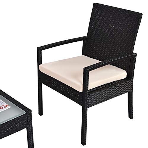 Image of Carry Bird 4 Piece PE Wicker Rattan Outdoor Furniture | 4 Seater Balcony Sofa With Tea Table | Set of 2+1+1 Outdoor Patio Chairs with Coffee Table | Sofa Sets & Center Table for Home & Garden | 3 Piece Patio Stools with Table | Indoor Patio Furniture Set Space Saving | Rattan Chair | Patio Set | Wicker Conversation Set | Poolside Lawn Arm Chairs Set For Balcony & Terrace | Balcony Table chair Set | Hotel Patio Seating Chair & Table Set with Glass | Dark Brown Sofa Beige Cushion