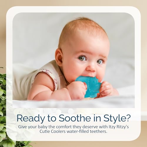 Image of Itzy Ritzy Water-Filled Teethers - Cold Cutie Coolers Textured On Both Sides to Massage Sore Gums & Emerging Teeth - Can Be Chilled in Refrigerator, Set of 3 Coordinating Dinosaur Water Teethers