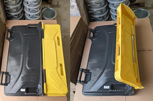 Sulo Graue Mülltonne Müllcontainer MGB 1100 Liter mit Einwurfdeckel in Gelb | Müllgroßbehälter Abfallcontainer Container | 4-Rad-Behälter mit Flachdeckel