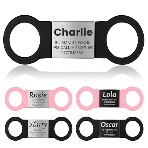 YEHANTI Medaille Chien avec Gravure Personnalisée - Silencieux Silicone Médaille Chien et Chat Identification Gravure Prénom Adresse Tel, Pas de Médaille Chien...