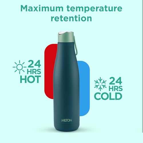 Image of Milton Fame 800 Thermosteel Water Bottle 740 ml, 24 Hr Hot and Cold I Leak Proof Lid, ISI Certified I Vacuum Insulated I for Office, Gym, School I Teal Blue