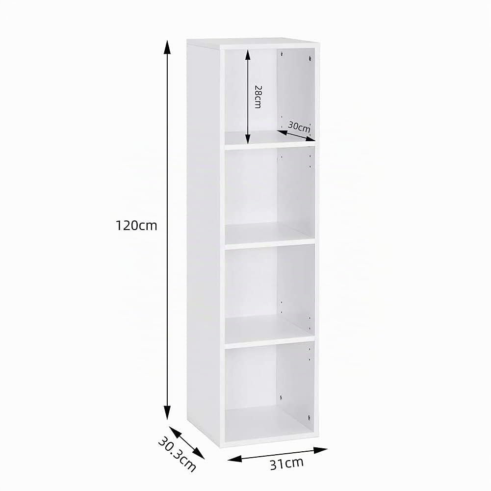 Mondeer Bibliothèque avec 4 Compartiments en Bois, Blanc