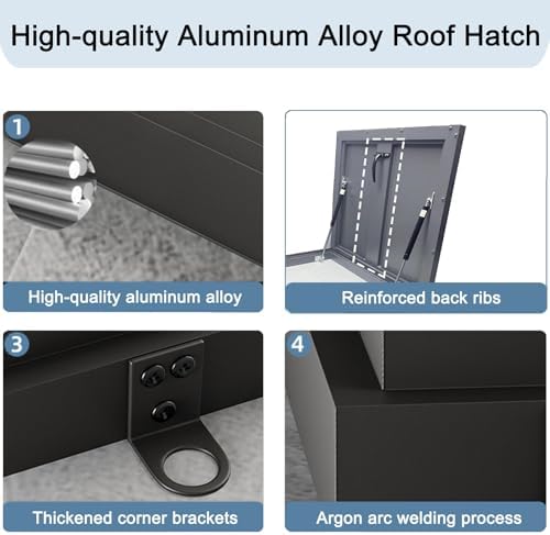 Lockable Aluminum Roof Hatch - Heavy Duty Weatherproof Access Gate for Skylight & Basement Exit - Durable Emergency Access Solution