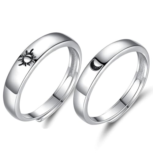 JYNXOR 2 Pcs Anillos de Plata Sol y Luna,Anillos de...