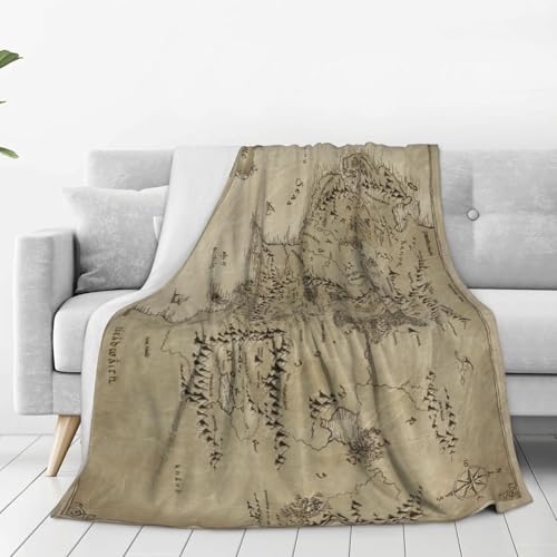 Classic Middle Earth Map Blanket Warm Throw Blanket Soft Flannel Blankets 50X40
