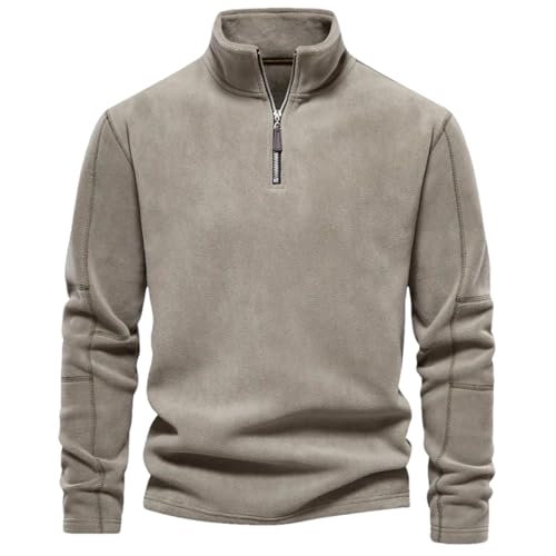 Men'S Turtleneck Fleece Sweater Half Zip Long Sleeve Warm Casual Daily Men'S Top
