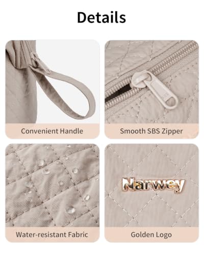 Image of Narwey Quilted Makeup Bag Travel Toiletry Bag, Nylon Cosmetic Bag for Women