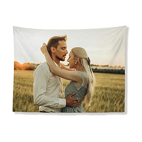 MLMYH Custom Tapestry, Custom Backdrop, Customized Your Own Tapestry, with Photo Text Personalized Wall Blanket, for Room Decor Wedding Family Memorial Gift, 30x40inch/75x100cm, multicoloured Cover