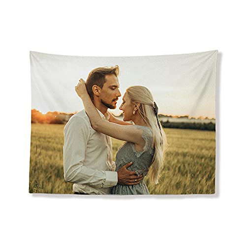 Tapiz Personalizado, Telón de Fondo Personalizado, Tapiz Personalizado con Texto Fotográfico, para Decoración de Habitación, Regalo Conmemorativo Familiar, 75x100cm Cover
