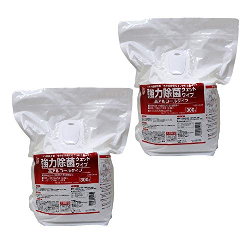 除菌シート 強力 除菌 業務用 ウェットワイパー フタ付き 600枚(300枚入×2セット)エタノー ル(約 60〜64%)高アルコール ウェットシート 日本製