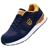 LARNMERN PRO Zapatos de Seguridad Hombre Punta de Acero Zapatos de Trabajo SRC Anti-Deslizante Ligero Transpirables Zapatillas de Seguridad Comodo Calzado de Seguridad Azul Talla 42 EU