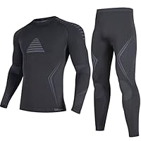 UNIQUEBELLA Mens Thermal Underwear Set Long Sleeve Tops Long Johns Thermal Base Layer Bottom Fleece Lined Quick Drying