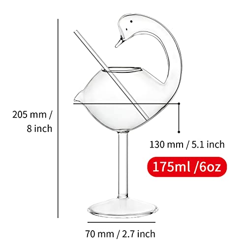 Inftyle Cocktail Glass - Set Of 2 Swan Glass 6Oz Creative Drinking Glasses Wedding Gift For Juice, Martini, Tequila, Margarita #TOP1