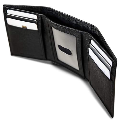Image of Nautica Men's Trifold Wallet | RFID Blocking Protection | ID Window | Card Slots | Genuine Leather | Durable