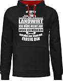 Pullover Herren Frauen Hoodie Kontrast zweifarbig - Landwirt Geschenk Bauer - Ich bin ein Landwirt - L - Schwarz/Rot - damen landwirtschaft sprüche bauern pollover trecker für männer - JH003