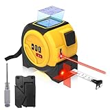 3-in-1 Laser Messgerät Entfernung mit horizontalem Laser-Fadenkreuz, 5-Meter-Bandmaß und 40-Meter-Laser-Entfernungsmesser mit 4 Modi (Länge, Fläche, Volumen, Mittelpunkt) für Hochbau usw.