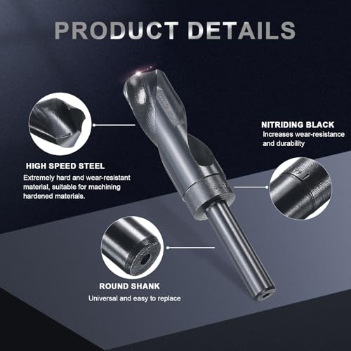 QUARKZMAN 26,5 mm Bohrer, HSS Spiralbohrer 135° Reduzierte Schaft Metallbohrer Nitrierung Schwarz für Hartmetall Stahl Aluminiumlegierung Holz Kunststoff