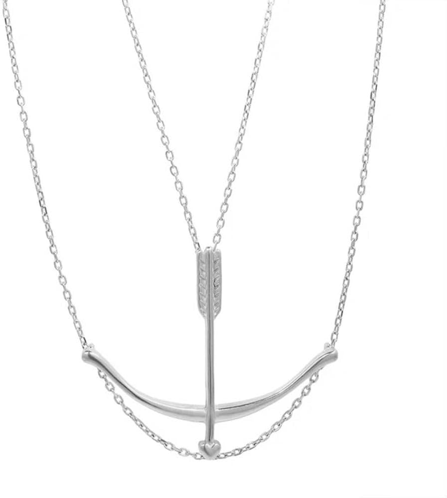 Bow and Arrow Necklace for Lover, 925 Sterling Silver Bow and Arrow Couple Necklace, Arrow Charm Necklace Archery Jewelry, Arrow Necklace for Women
