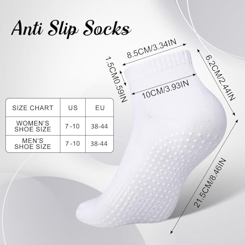 Jspupifip 4 Pairs Non Slip Yoga Socks Pilates Socks with Grips for Women Men Soccer Grippy Socks Cotton Barre Hospital Socks2