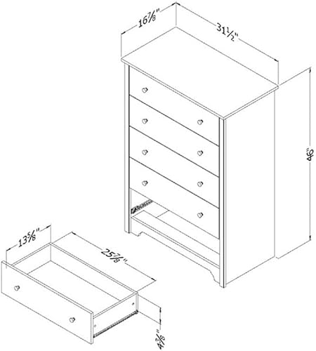 Miniatura 3 de South Shore Vito Collection - Tocador doble de 5 cajones. Negro puro,Blanco puro,Sumptuous Cherry,https://www.amazon.com/dp/undefined