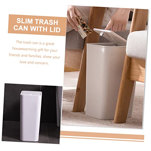 Caneca de basura rectangular con tapa, plástica y compacta miniatura 3