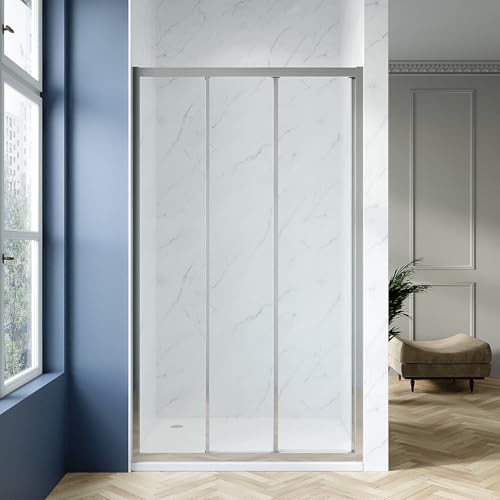 AQUABATOS Duschtür Nische Schiebetür 3 Teilig 110 x 195 cm Nischentür...
