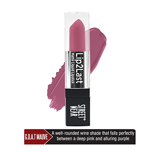 Image of STREET WEAR Lip2Last Matte Liquid Lipstick -G.O.A.T Mauve (Mauve) - 5 ml - Transferproof, Smudgeproof, Mask Friendly, Non-Drying Formula, Enriched With Vitamin E - Lasts AM To PM! (Pack of 2)