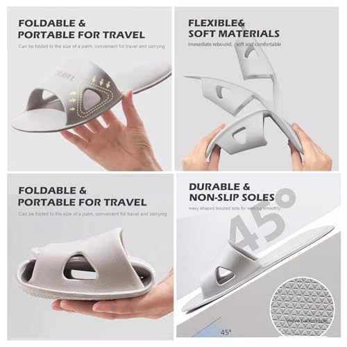 Travel Slippers for Women and Men, Portable Foldable Slippers with Cotton Storage Bag, Travel Shower Sandals Non-Slip Quick Dry Outdoor Camping Swimming Beach Hotel Sandals3