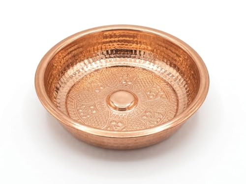 BAYKUL Turkish Hammam Copper Bath Bowl Handcrafted Decorative Bowl Traditional Handmade Construction Diameter 8 Height 2.5