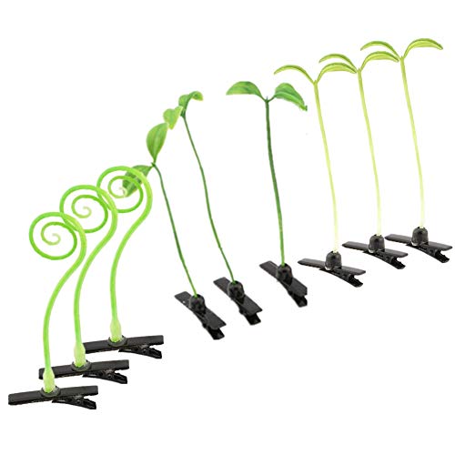9Pcs Grass Hair Clips Bean Sprout Hairpins Cute Grass Barrette Funny Green Leaf Plant Antenna Hair Pins Cosplay Headwear Party Hair Accessories Ornaments Gift for Women Girls Kids
