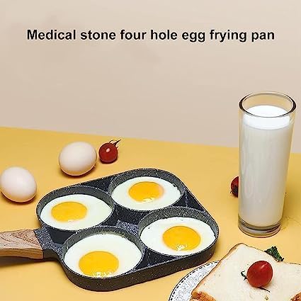 PERPART Egg Frying Pan Nonstick Pancake Pans 4-Cups cookware Pancake | Ome ess with Handle for Electric Stove for Kitchen for Induction Cooker. 3