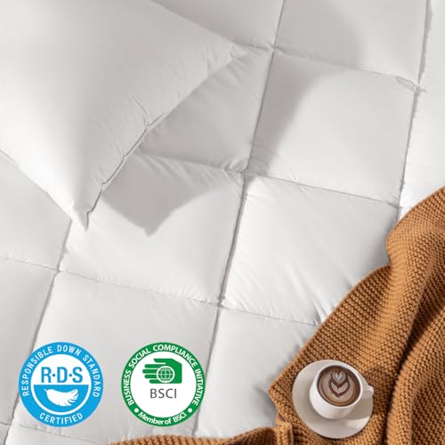 Shilucheng Goose Feather Down Comforter Oversize King, 100% Cotton Cover - image 8