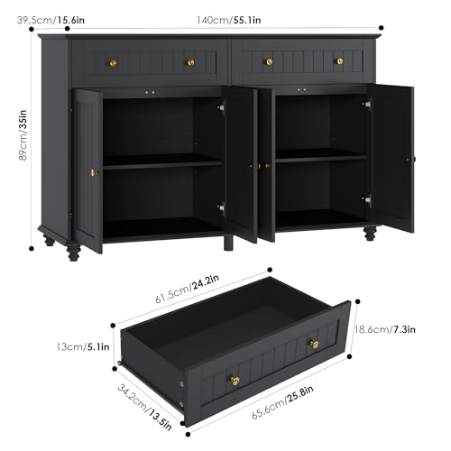 Finetones 134 Buffet Cabinet With Storage, 55.1 Inch Large Sideboard Buffet Cabinet thumb #2