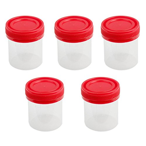 Romote 5x 40 ml Measuring Cup Plastik Graduierten Meßbecher Sterilcontainer mit Deckel