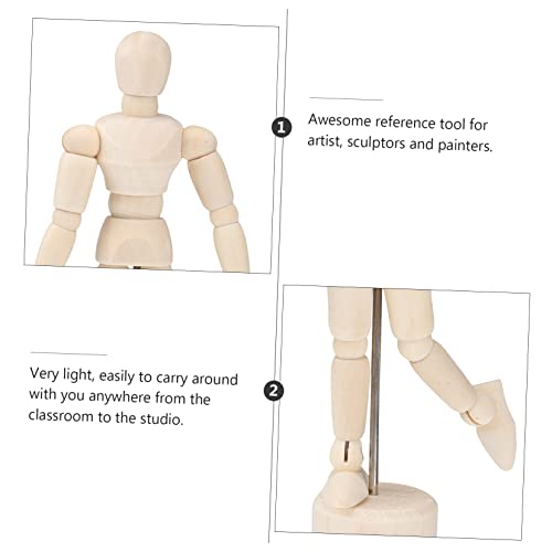 Sewroro 3 Pecas esboço acessório madeira Bonecos articulados para desenho cesta desenhando figuras p