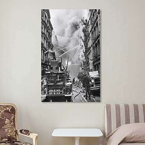 Tomart Fdny, Fire Event Poster, Vintage Art Black And White Photography Canvas Painting Posters And Prints Wall Art Pictures For Living Room Bedroom Decor 20X30Inch(50X75Cm) Unframe-Style #TOP6
