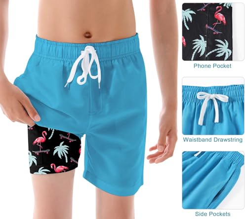 westwolf Swim Trumks for Boys 2 in 1 Bathing Suit Compress Board Shorts for 7-18T4