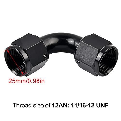 Image of EVIL ENERGY 12AN Female to 12AN Female 90 degree Swivel Coupler Fitting Union Adapter Aluminum Black