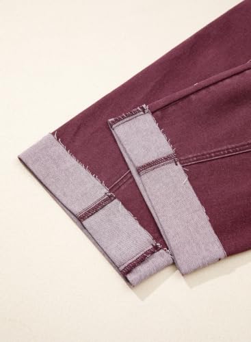 Image of Sidefeel Barrel Jeans for Women High Waisted Wide Leg Baggy Stretchy Trendy Raw Rolled Hem Capri Cropped Ankle Denim Pants