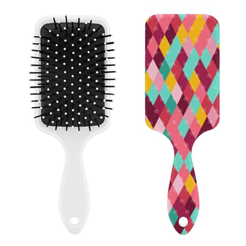 Carnaval con colorido rombo y puntos cepillo para el pelo lindo cepillo de pelo cepillo de pelo cepillo de pelo peine cojín de aire peine para mujeres hombres regalo