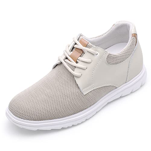 CHAMARIPA Men's Invisible Height Increasing Elevator Shoes - Mesh Lace up Light-Weight Fashion Height Increasing Sneakers - 2.76 Inches Taller