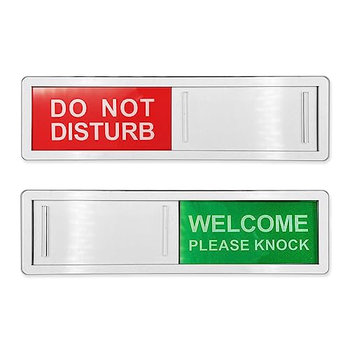 Image of LICQIC Privacy Sign, DO NOT DISTURB/WELCOME PLEASE KNOCK - Sliding Door Sign with Fast Switching Raised Buttons, for Home Office Restroom Conference, Silver