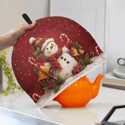 Image of Christmas Snowman Tea Cozy Cover of Teapots Insulated Breakfast Teapots Dust Cover Kitchen Home Decoration Tea Pots Kettle Cover for Christmas Party