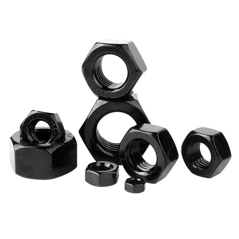 Hex Nuts 304 Stainless Steel Black Zink Plating Machine Nuts Lock Screw Caps Full Thread Metric Fasteners M3.5 (50 Pcs)