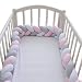 LOAOL Baby Crib Bumper Knotted Braided Plush Nursery Cradle Decor Newborn Gift Pillow Cushion Junior Bed Sleep Bumper (2 Meters, White-Gray-Rose)