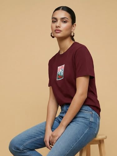 Image of Nobero 100% Cotton T-Shirts for Women Stylish | Regular Fit | Graphic Printed T Shirts for Women 180 GSM Combed Cotton | Crew Neck Half Sleeve